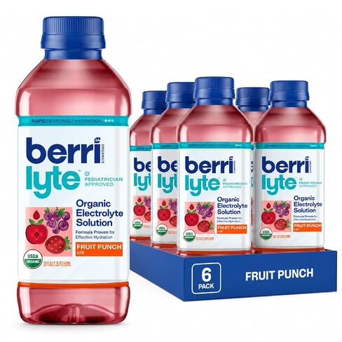 Berri Lyte Organic Electrolyte Drink – Elderberry Apple Flavor - Plant-Based Hydration with Coconut Water, Natural Electrolytes, USDA Organic for Kids & Adults, 20 Fl Oz, 4-Count in Kuwait