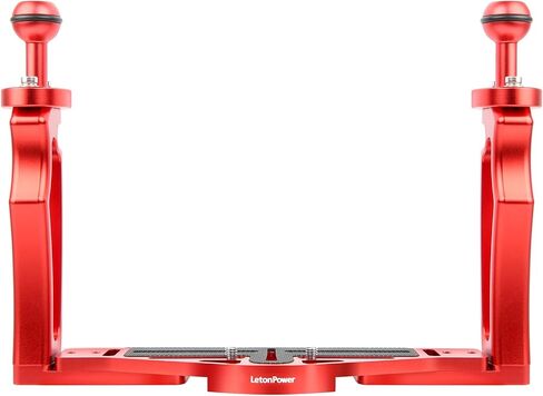 Dual Handle Underwater Photography Tray, Aluminum Alloy Camera Support Bracket with Adjustable Joint Arms for Waterproof Housing and Dive Video Light（Red） in Kuwait