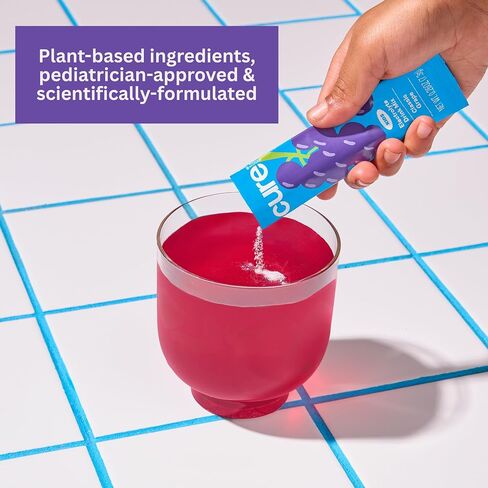 Cure Hydration - Kids Electrolyte Drink Mix | Plant-Based Pediatrician Formulated Rehydration | No Added Sugar, Non-GMO, Gluten-Free, No Artificial Flavors | 14 Packets - Classic Grape in Kuwait