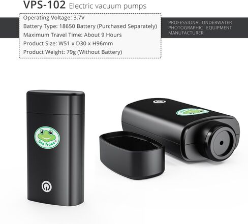 Sea frogs Portable Handheld Electric Vacuum Pump for Camera Housing | 3.7V Quick Air Extraction Tool, 9H Runtime w/18650 Battery (Battery Sold Separately), 79g Ultra-Light in Kuwait