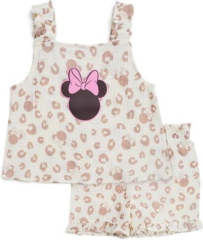 Disney Minnie Mouse Girls Summer Outfit Tank Tops and Shorts 2 Piece Set Cotton Gauze in Kuwait