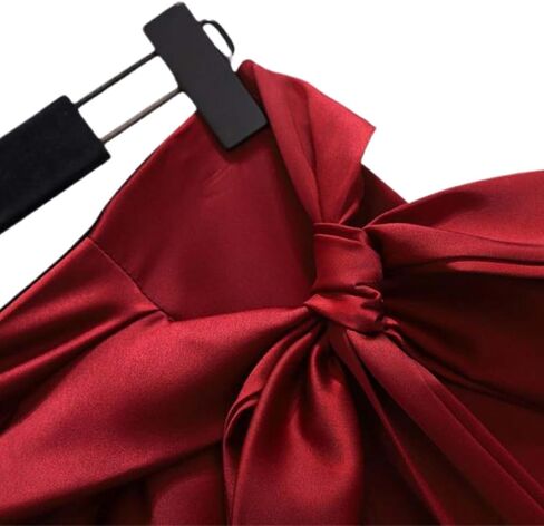 Satin Silk Side Slit Maxi Skirt High Waisted Elastic Waist Split Long Skirts Ruffled Dress for Women in Kuwait