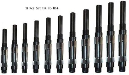 H4 to H14 Adjustable Hand Reamer Tool Sizes - 15/32" to 1-1/2" Reaming Tool for Precise Hole Finishing with 6 Carbon Steel Blades - Hand Tools Reamers for Metal & Wood - 11.90mm - 38.10mm. Box Packed in Kuwait