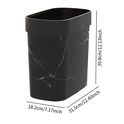 Marble Trash Bin Household Trash Bin Stylish Reusable Decorative Garbage Bin Garbage Container for Farmhouse, Black in Kuwait