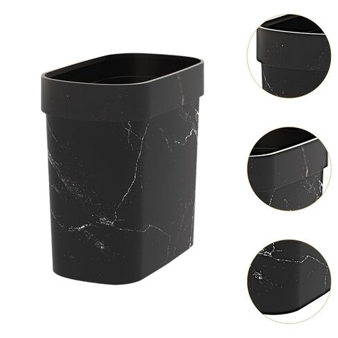 Marble Trash Bin Household Trash Bin Stylish Reusable Decorative Garbage Bin Garbage Container for Farmhouse, Black in Kuwait