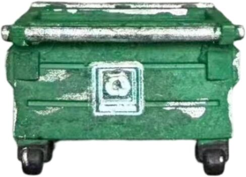 Almencla Miniature Trash Can Resin Garbage Bin Model Diorama Accessory with Hinged Top and Wheels Suitable for Hobbyist Collection Outdoor Street Scenes, Blue in Kuwait