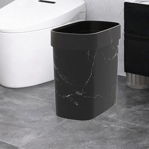 Marble Trash Bin Household Trash Bin Stylish Reusable Decorative Garbage Bin Garbage Container for Farmhouse, Black in Kuwait