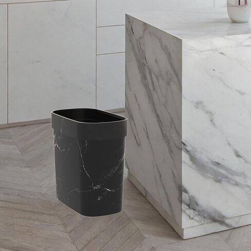 Marble Trash Bin Household Trash Bin Stylish Reusable Decorative Garbage Bin Garbage Container for Farmhouse, Black in Kuwait