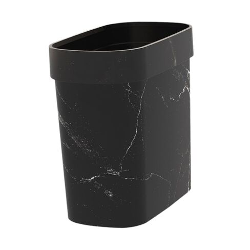 Marble Trash Bin Household Trash Bin Stylish Reusable Decorative Garbage Bin Garbage Container for Farmhouse, Black in Kuwait