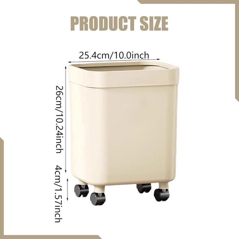 Trash Can with Wheels Portable Garbage Bin Large Capacity Waste Container Sturdy PP Body Universal Swivel Casters Suitable for Home Kitchen in Kuwait