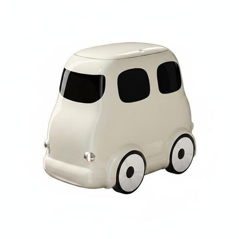 Amagogo Children Storage Bin Garbage Bin Playful Cartoon Bus Design Trash Can Press to Open Lid Material Glossy Rounded Structure Suitable for Workplace Desk Bedroom Small, Red in Kuwait