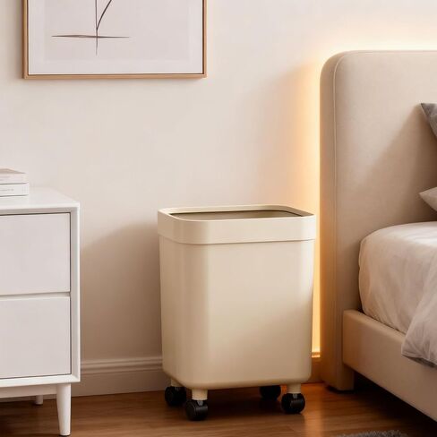 Trash Can with Wheels Portable Garbage Bin Large Capacity Waste Container Sturdy PP Body Universal Swivel Casters Suitable for Home Kitchen in Kuwait