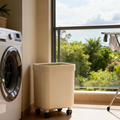 Trash Can with Wheels Portable Garbage Bin Large Capacity Waste Container Sturdy PP Body Universal Swivel Casters Suitable for Home Kitchen in Kuwait
