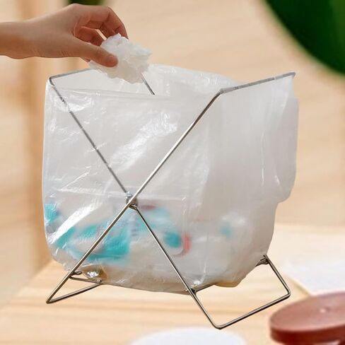 Trash Bag Holder Folding Sturdy Portable Stainless Steel Garbage Trash Bag Stand in Kuwait