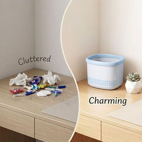 2 Pcs Mini Desk Trash Cans, Lidded Desktop Trash Bins with Cat and Dog Design, Pink and Blue Plastic Cartoon for Desktop Organization, Home, Dorm in Kuwait
