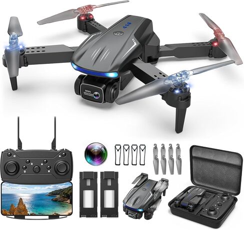 Drone with Camera 1080P for Kids, Adults & Beginners, Foldable Mini Drone, RC Quadcopter with 2 Batteries, One Key Takeoff and Landing, 360° Flip, Gesture Control, Toy Gift for Boys, Girls in Kuwait