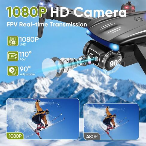 Drone with Camera 1080P for Kids, Adults & Beginners, Foldable Mini Drone, RC Quadcopter with 2 Batteries, One Key Takeoff and Landing, 360° Flip, Gesture Control, Toy Gift for Boys, Girls in Kuwait