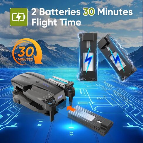 Drone with Camera 1080P for Kids, Adults & Beginners, Foldable Mini Drone, RC Quadcopter with 2 Batteries, One Key Takeoff and Landing, 360° Flip, Gesture Control, Toy Gift for Boys, Girls in Kuwait