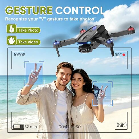 Drone with Camera 1080P for Kids, Adults & Beginners, Foldable Mini Drone, RC Quadcopter with 2 Batteries, One Key Takeoff and Landing, 360° Flip, Gesture Control, Toy Gift for Boys, Girls in Kuwait