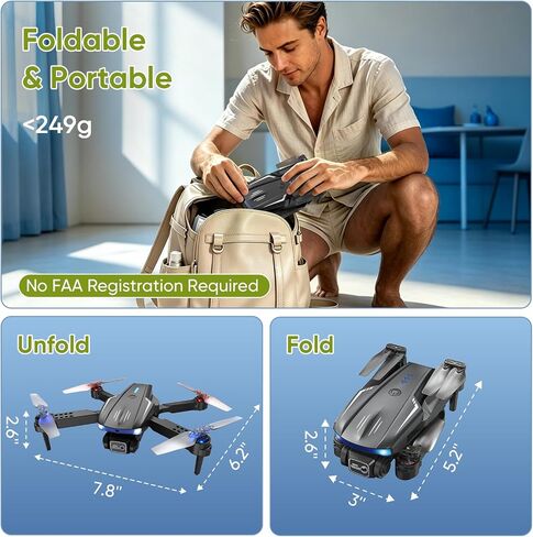 Drone with Camera 1080P for Kids, Adults & Beginners, Foldable Mini Drone, RC Quadcopter with 2 Batteries, One Key Takeoff and Landing, 360° Flip, Gesture Control, Toy Gift for Boys, Girls in Kuwait