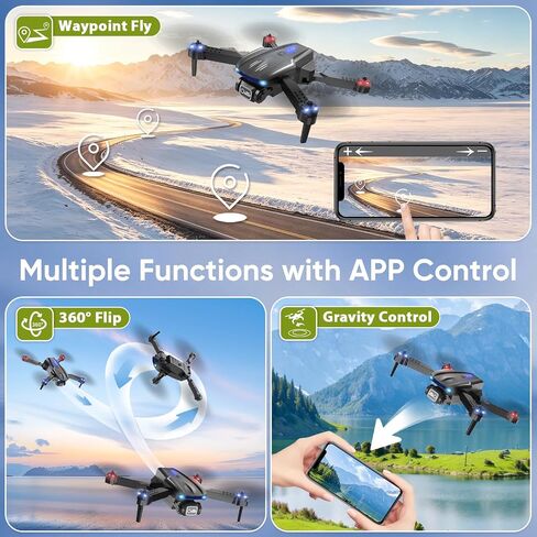 Drone with Camera 1080P for Kids, Adults & Beginners, Foldable Mini Drone, RC Quadcopter with 2 Batteries, One Key Takeoff and Landing, 360° Flip, Gesture Control, Toy Gift for Boys, Girls in Kuwait