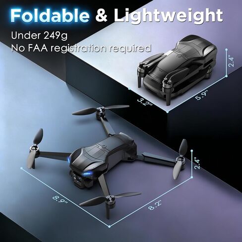 GPS Drone with 4K Camera for Adults, RC Foldable Quadcopter with 4.5" HD Screen Controller, Brushless Motor, GPS Auto Return, 60 Min Flight, 4GB SD Card, Beginner Gift, Under 249g in Kuwait