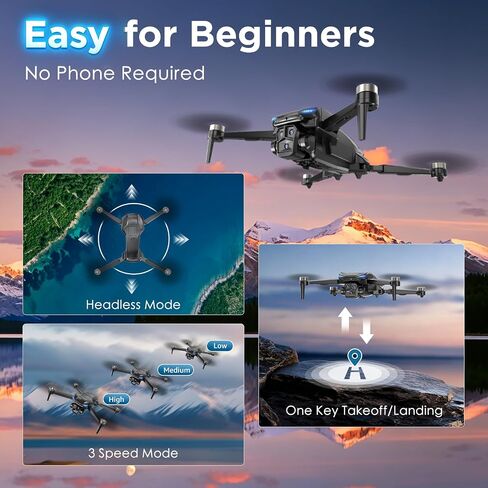GPS Drone with 4K Camera for Adults, RC Foldable Quadcopter with 4.5" HD Screen Controller, Brushless Motor, GPS Auto Return, 60 Min Flight, 4GB SD Card, Beginner Gift, Under 249g in Kuwait