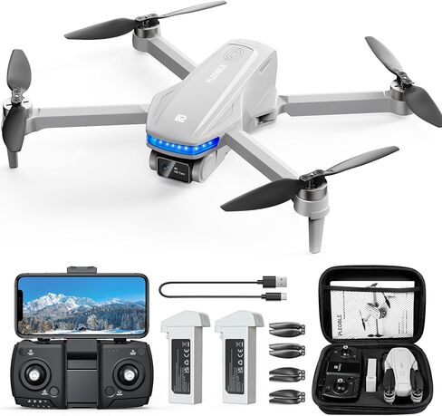 PLEGBLE Drones with Camera for Adults 4K, GPS Drone, One-Key Auto Return | Brushless Motor, Under 249g, 46 Mins Flight Time, Foldable Design, Follow Me, Tap Fly, Tech Gift for Men & Beginners in Kuwait