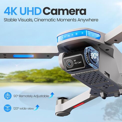 PLEGBLE Drones with Camera for Adults 4K, GPS Drone, One-Key Auto Return | Brushless Motor, Under 249g, 46 Mins Flight Time, Foldable Design, Follow Me, Tap Fly, Tech Gift for Men & Beginners in Kuwait