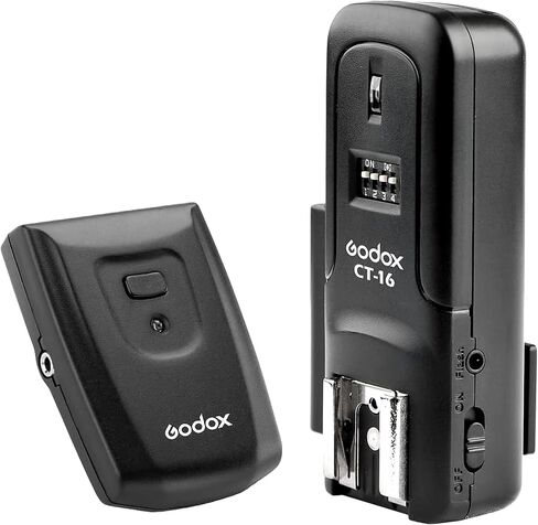 Godox CTR-16 Wireless Flash Trigger Kit, 16-Channel 433MHz Radio Flash Trigger Transmitter and Receiver Set for DSLR Cameras, Studio Strobe and Speedlite, Includes Sync Cable and Adapter, No TTL in Kuwait