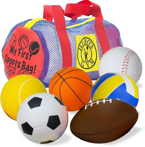 My First Sports Bag! 6-Pack of 3.5 inch Foam Balls with Gym Bag, Kids and Toddlers 3+, Toddler Sports Balls in Kuwait