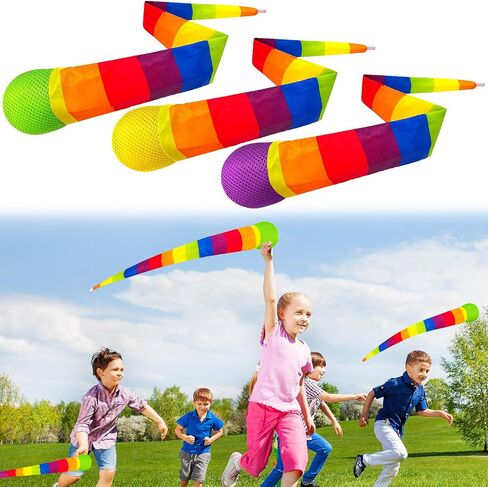 3 Pcs 25.6 Inch Comet Balls with Rainbow Tail, Soft Throwing and Catching Balls for Sensory Training and Coordination in Kuwait