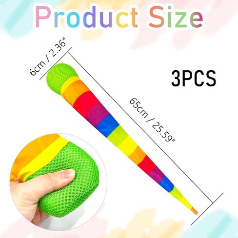 3 Pcs 25.6 Inch Comet Balls with Rainbow Tail, Soft Throwing and Catching Balls for Sensory Training and Coordination in Kuwait