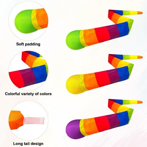 3 Pcs 25.6 Inch Comet Balls with Rainbow Tail, Soft Throwing and Catching Balls for Sensory Training and Coordination in Kuwait