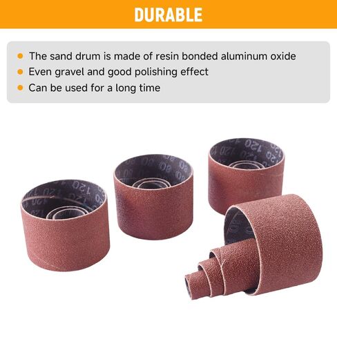 Hoteche 20PC Sanding Sleeves Set, 4 Sizes (1/2"-2"), 80# 120# Grit, Sanding Drums for Woodworking & DIY in Kuwait