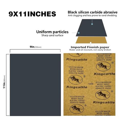Wet Dry Sandpaper 800-2000 Grit, 50 Sheets 9x11 Inch for Wood Metal Paint Polishing in Kuwait
