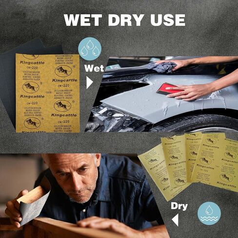 Wet Dry Sandpaper 800-2000 Grit, 50 Sheets 9x11 Inch for Wood Metal Paint Polishing in Kuwait