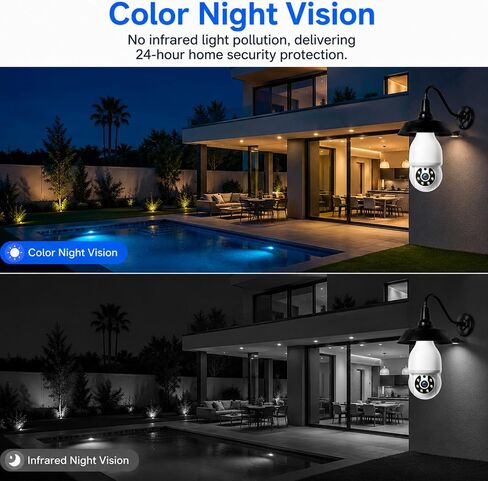 Light Bulb Security Camera, 5G&2.4GHz WiFi Light Bulb Cameras Wireless Outdoor Indoor, Lightbulb Camera for Home Security, Two-Way Talk,Color Night Vision, Motion Detection & Real-time Alarm in Kuwait