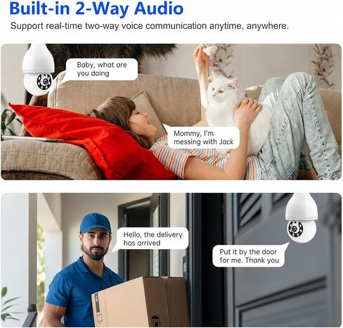 Light Bulb Security Camera, 5G&2.4GHz WiFi Light Bulb Cameras Wireless Outdoor Indoor, Lightbulb Camera for Home Security, Two-Way Talk,Color Night Vision, Motion Detection & Real-time Alarm in Kuwait
