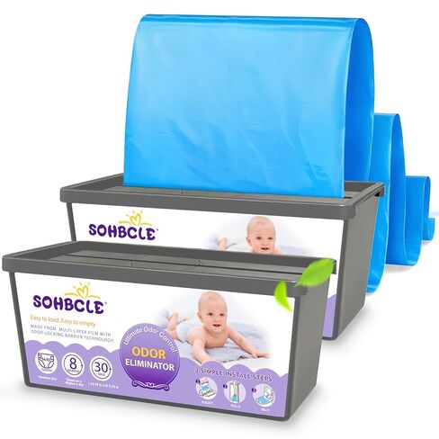 Bags Refill Compatible with Genie Easy Roll Signature Diaper Pail and Platinum Diaper Pail, Upgraded 60 Bags Hold up to 2800 Newborn Diapers, Extra Thickness Powerful Odor Control, Plant Scented in Kuwait