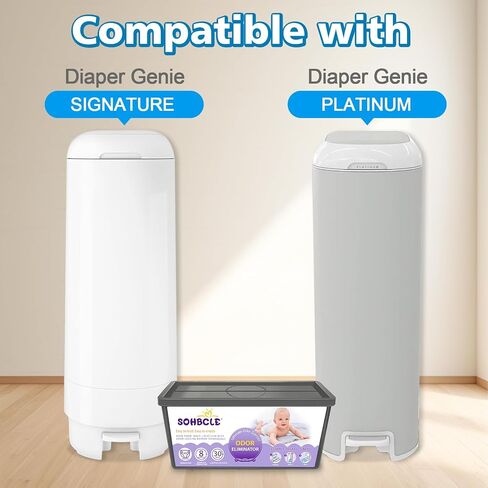 Bags Refill Compatible with Genie Easy Roll Signature Diaper Pail and Platinum Diaper Pail, Upgraded 60 Bags Hold up to 2800 Newborn Diapers, Extra Thickness Powerful Odor Control, Plant Scented in Kuwait