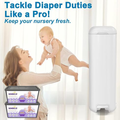Bags Refill Compatible with Genie Easy Roll Signature Diaper Pail and Platinum Diaper Pail, Upgraded 60 Bags Hold up to 2800 Newborn Diapers, Extra Thickness Powerful Odor Control, Plant Scented in Kuwait