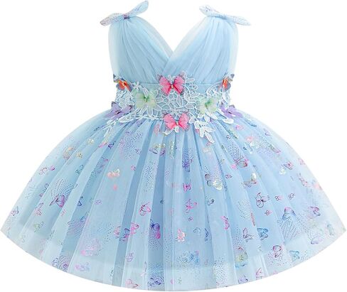 ODASDO Baby Girls 3D Butterfly Tulle Dress, Toddler Princess Tutu Outfit | Sleeveless Fairy Dresses with Back Bowknot, Kids Ball Gown with Zipper for Birthday Party Wedding Causal Pageant in Kuwait