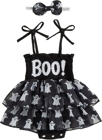 Halloween Baby Girl Outfit Infant Pumpkin Tutu Tulle Romper Dress | Baby Girl Smocked Clothes, Baby Pumpkin Outfit, Newborn Girl Halloween Dress, Toddler Tutu Dresses For 0 3 6 12 18 Months in Kuwait