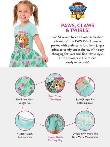 Paw Patrol Dress, Skye & Rex Girls’ Dresses with Built in Shorts in Kuwait
