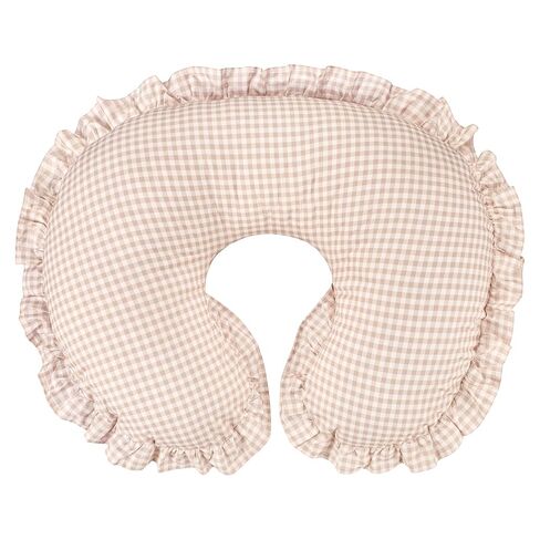 DILIMI Cotton Nursing Pillow Cover, Removable Ruffled Pillowcase for Breastfeeding Pillows, Ultra Soft Comfortable Slipcover for Baby Girl and Boy, Pink Gingham in Kuwait