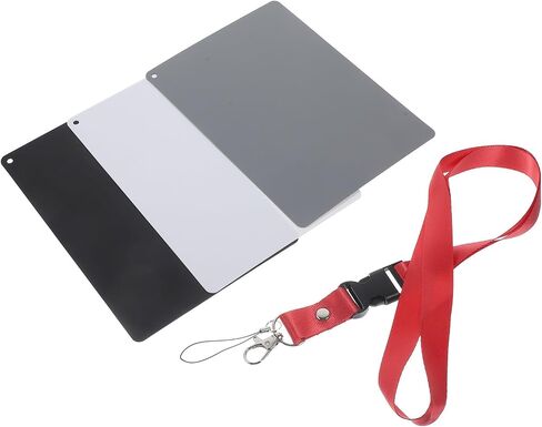 VALICLUD 18% Grey Balance Card with Black and White Sides for Exposure Photography Portable Plastic White Balance Card with Neck Strap for DSLR Digital Cameras in Kuwait