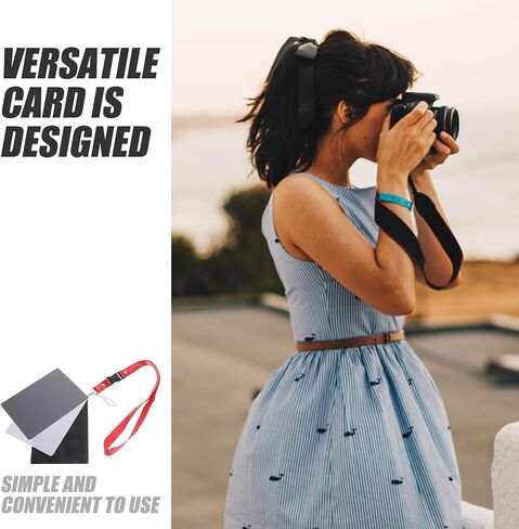 INOOMP Balance Card for Professional Photographers with Portable Neck Strap, Plastic Material 18% Grey Calibrate Exposure and White Balance for DSLR Digital Camera Photography in Kuwait