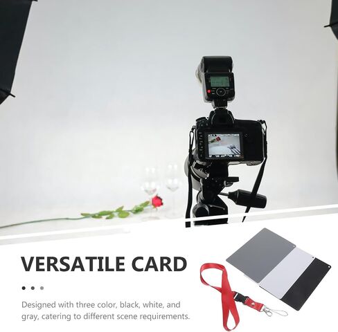 Black with Plastic Material for DSLR Digital Camera Grey White Balance Card Portable Photography Card and Portable Neck Strap to Calibrate Balance for Professional Photographers in Kuwait
