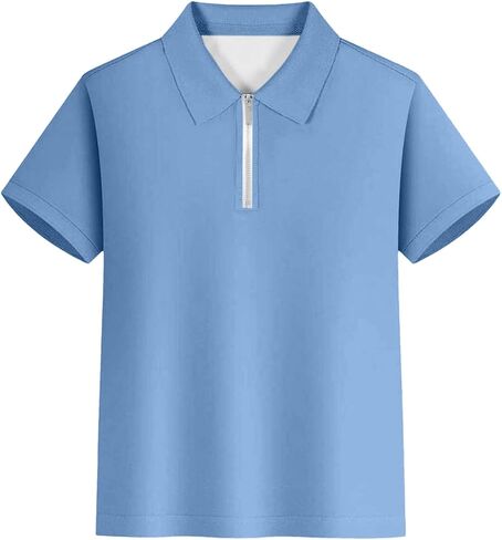 Polo Shirts for Boys Short Sleeve Half Zip School Uniform Shirts | Solid Color, Breathable Mesh Fabric, Casual Golf Tops for Back to School & Daily Wear 3-14 Years in Kuwait